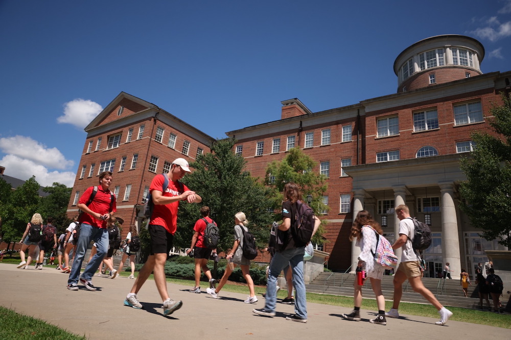 Students walking on first day of class