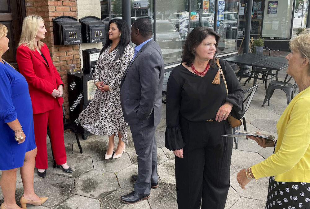From L-R: Debbie Harper, president Newton Chamber of Commerce; Jennifer Frum, vice president for Public Service and Outreach at the University of Georgia; Serra Hall, executive director of Newton County Industrial Development Authority; Marcello Banes, Chairman Newton County Board of Commissioners; Michelle Elliott, director of the UGA Archway Partnership; and, Nancy Schulz, business leader and former Newton County Commissioner, District 3. (Photo by Shannah Montgomery)