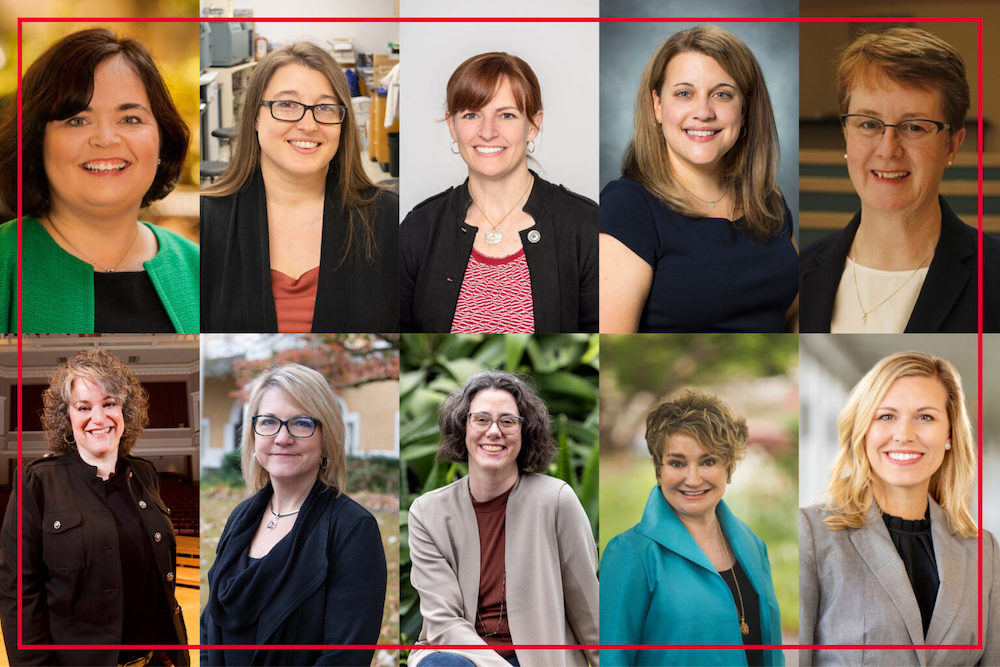 The 2023 Women’s Leadership Fellows, from top left, are Jennifer Chapman, Carla Hadden, Shannon Hostetter, Sara Kajder, Catherine Logue, Julie Ray, Connie Rogers, Sarah Shannon, Jennifer Waldeck and Lindsey Welch. (Photo collage by Hannah Gallant)