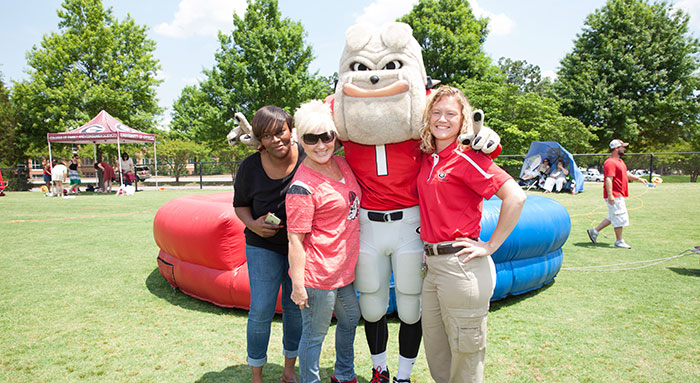 Staff with Hairy Dawg at Staff Appreciation Day